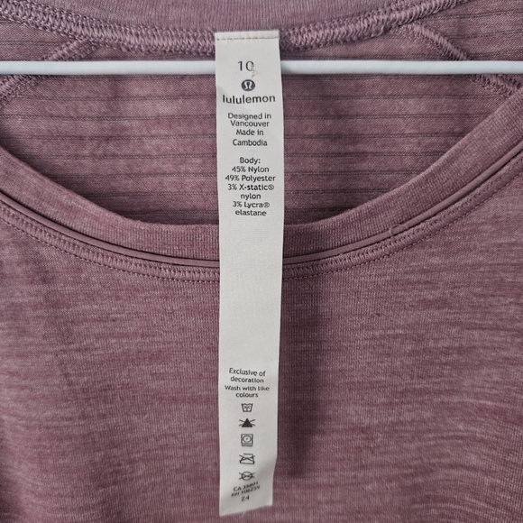 Lululemon Heathered Figue Another Mile Short Sleeve Top Size 10 - Picture 6 of 6